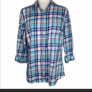 Womens Dickie’s 3/4 plaid button up